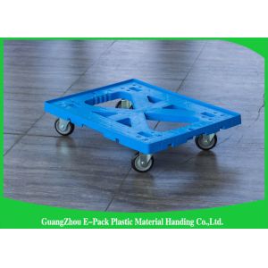Flat Blue Plastic Moving Dolly Four Wheels 100% PP Materials For Industrial