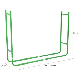 Metal Tube RANGE Logs Firewood Rack Greenhouse Logs EXTENSIBLE Green