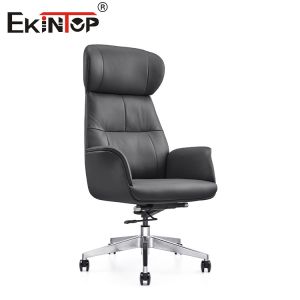 High Back Black Leather Office Chair With Casters  Fix armrest