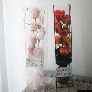 Design Logo Round Cylinder PVC Box for Custom Different Shape Florist Rose