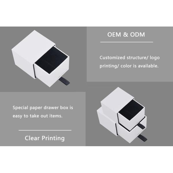 Ring Packaging White Jewelry Box With Drawers Grey / Black Velvet Lining