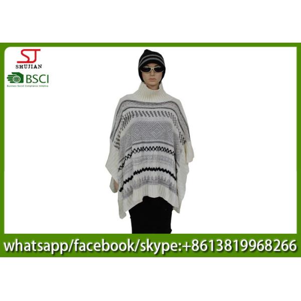 420g 60*105cm 100%Acrylic knitting jacquard with snood poncho best price factory