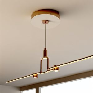 Modern Nordic Linear Chandelier Brass/Copper Pendant Light Adjustable Height