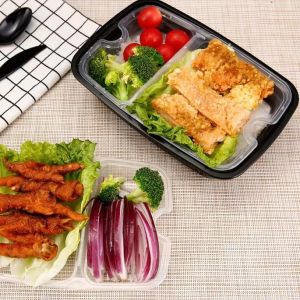 Disposable Plastic Meal Prep Containers Rectangular With Inner Tray