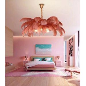 Home Hotel 100cm X 100cm Ostrich Feather Ceiling Light