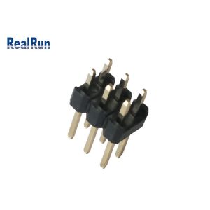 3.0A 6P Male DIP Pin Header Black PA6T Brass 2.54mm Pitch Double Straight