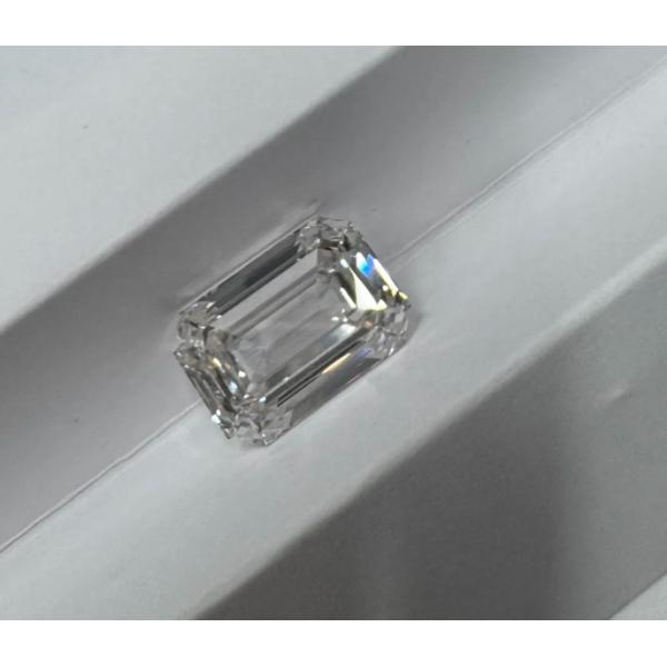 Emerald Cut 2.1ct Colorless White Lab Diamond Solitaire Ring With Pave Band 18k Gold