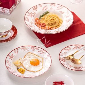 Quality Custom Porcelain Christmas Plate Chinese Style Under Glazed Ceramic Ornaments for sale