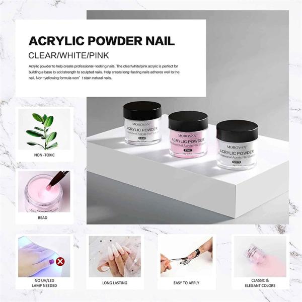 Complete Nail Acrylic Powder Dipping Kit with Liquid Brush and Tools Professional Grade