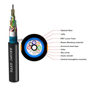 Armoured GYTS Underground Fiber Optic Cable 24 Core Aerial Steel Tape