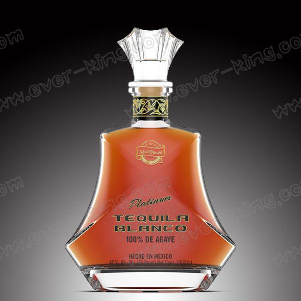 750ML New Design Tequila Glass Bottle With Glass Lid