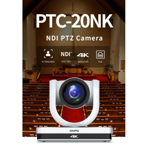 PTC-20NK NDI HX2 PoE HD-MI 3G-SDI 4K30 UHD IP Auto Tracking Video Conference PTZ Camera