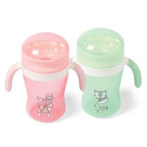 360 Degree Training Non Spill infant feeding cups with Handle OEM slow flow sippy cup