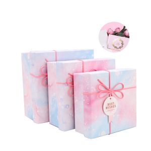 Custom Printing Square Foldable Luxury Paper Gift Box With Ribbon