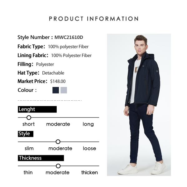 Man Sping Autumn Coat Fashionable and Practical Cotton Jacket for Autumn and Spring, gray coat, man hooked coat