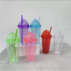 Quality Double Wall Plastic Acrylic Insulated Tumbler With Lid And Straw for sale