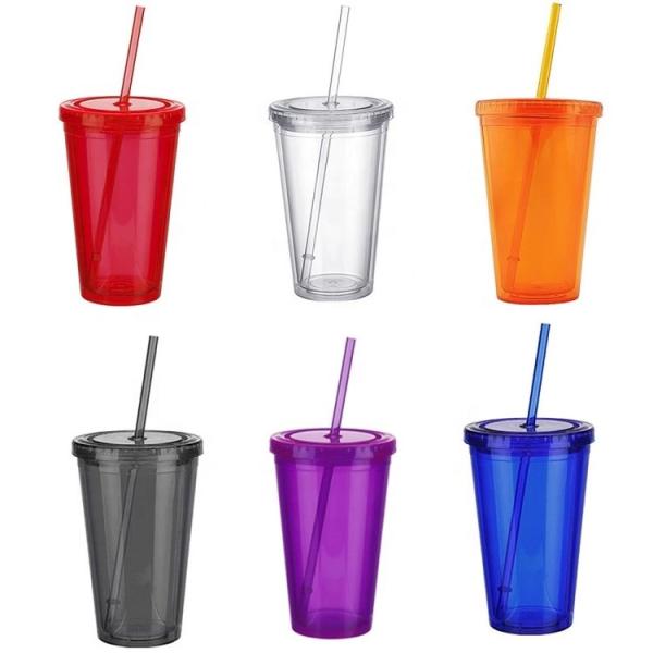 Buy Red Pink 500ml Plastic Drinking Glasses Tumbler Cups Double Wall at wholesale prices