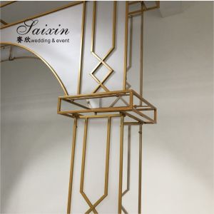 Factory luxury gold frame with white membrane arch for wedding furniture