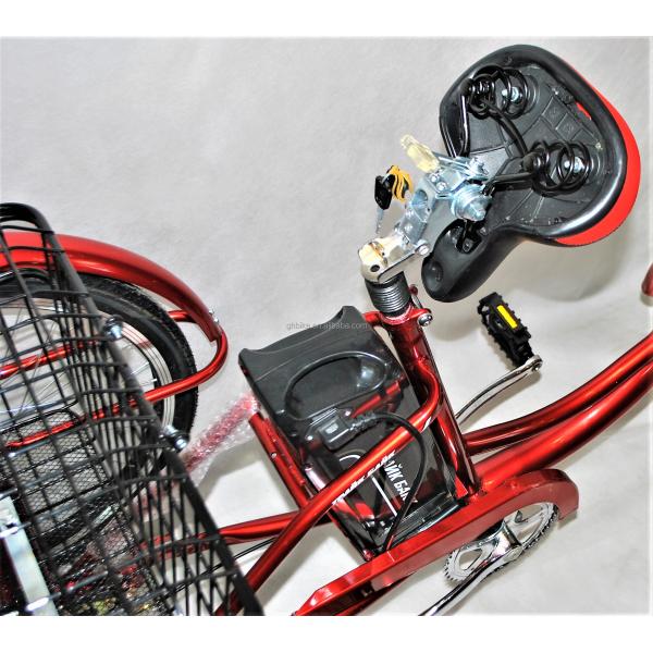 24" Rear Hub Motor Steel Frame 7speeds 36V350W 35KM/H Unisex Adult Electric Tricycles