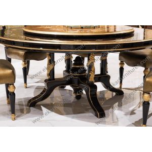 Antique wooden round rotating dining table TN-029N