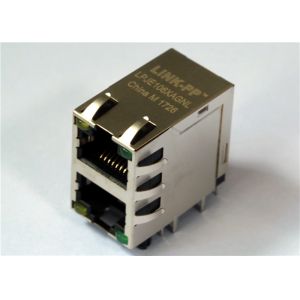 2x1 Port Stacked RJ 45 Modular Connector , LPJE106XAGNL 8P8C Shielded w/LED