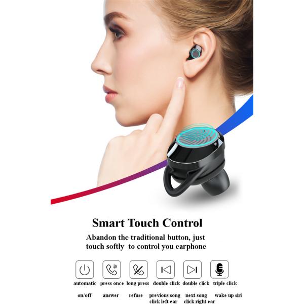 Tws Bluetooth 5.0 9d Stereo Earphone Wireless Earphones Ipx7 Waterproof Earphones (with 3300mAh LED Smart Power Bank Phone Holder)
