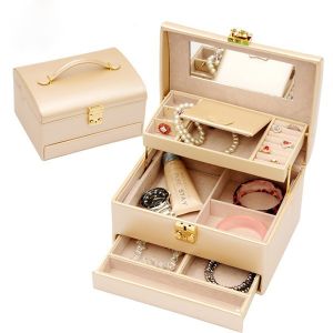 protable elegant PU leather cosmetic gift box with handle
