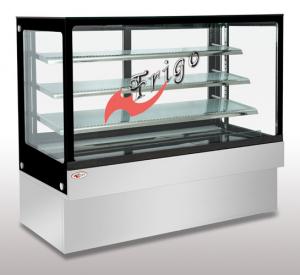 Quality Square Glass Cake Display Case Orchid LED Light Custom Refrigerated Display Cases for sale