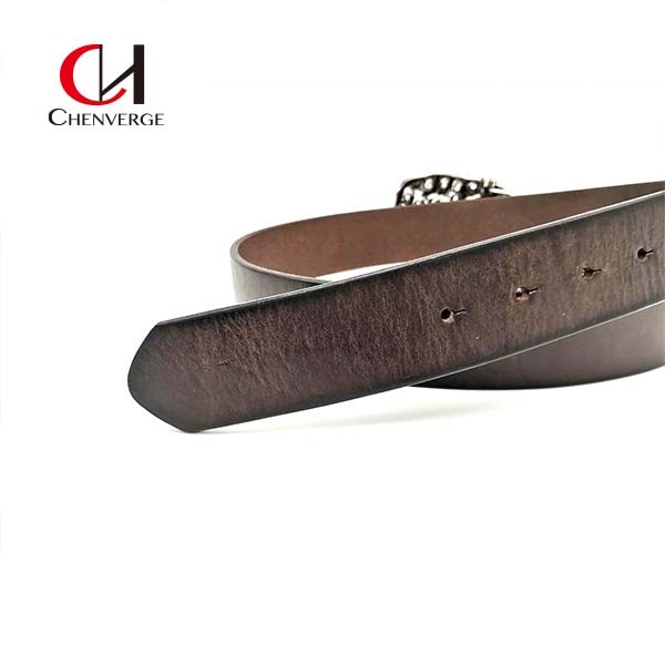 Width 38mm Genuine Leather Ratchet Belt Casual Style For Men