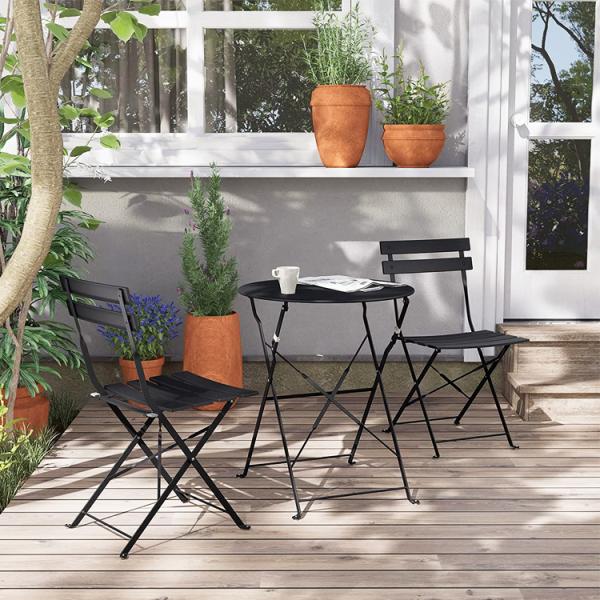3 Piece Steel Folding Table and Chairs Set Perfect for Outdoor Patio Balcony or Garden
