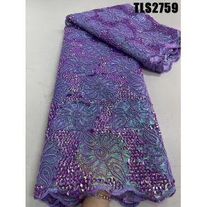 African Sequins Lace Fabric Multi color Net Embroidery Tulle Lace Fabric For