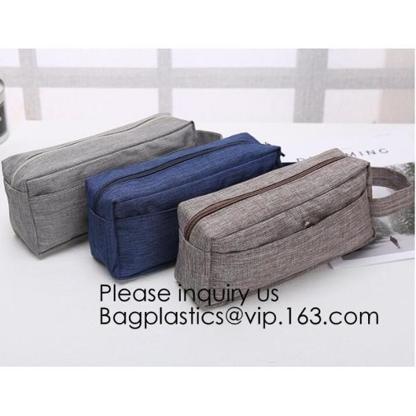 Buy Wholesale Men Vintage Zipper Cosmetic Bag Leather Wash Cotton Canvas Makeup Bag Toiletry Bag, bagease, bagplastics at wholesale prices