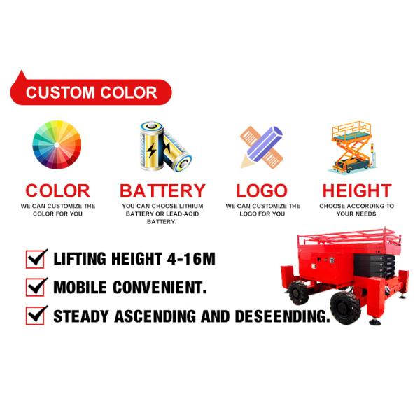 Mobile Electric Self-propelled Hydraulic Scissor Lift Platform Table Aerial Man Lift All Rough Terrain Lifter Scaffolding