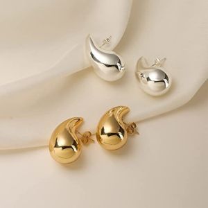 Customized Logo 18K Gold Plated Teardrop Hollow Stud Earring for Girls Jewelry