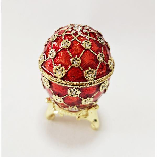 Decorative Earring Ring Trinket Holder Box Hand Painted Faberge Egg Style Hinged Jewelry Box Case for Home Ornament