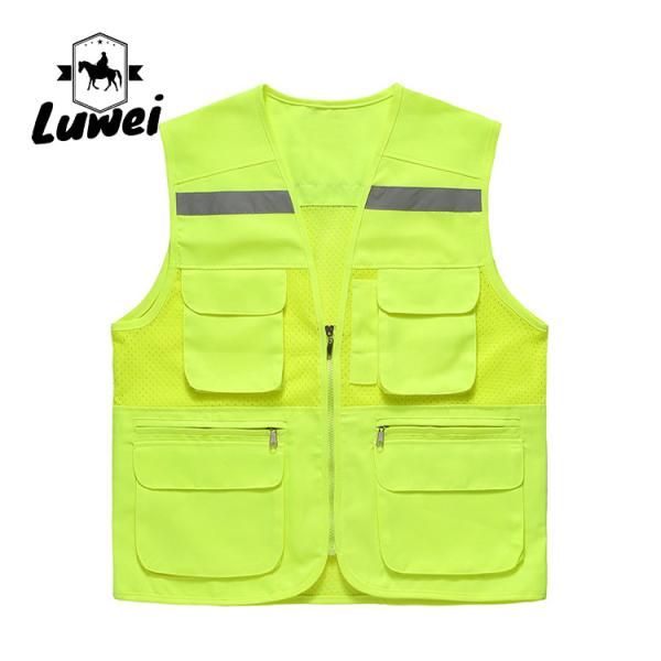Custom Logo Thin Multiple-pockets Waistcoats Utility Reflectives Strip Road