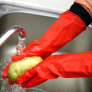 China Household Unlined Rubber Dish Gloves Chemical Resistant on sale