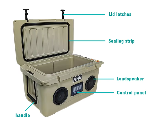 48QT Custom Branded 45L Premium Hard Music Cooler Box PE Thermal Insulated Portable Cooler For Outdoor Food Factory Hard Rotomolded Cooler Box With