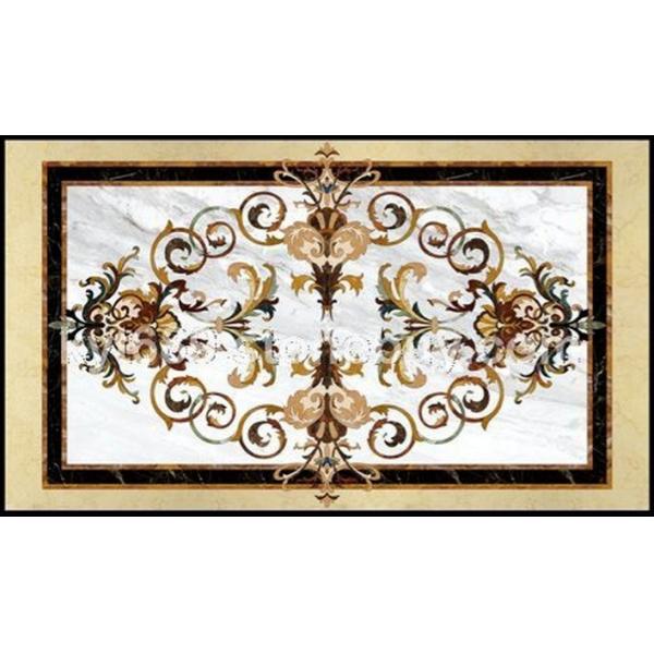 Parquet, natural stone parquet, engineered stone water jet medallion