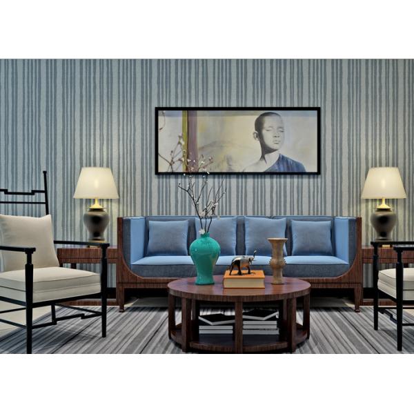 Buy Black And Grey Striped Wallpaper / Contemporary Vertical Striped Wallpaper at wholesale prices