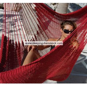 Red Folding Jumbo Deluxe Hanging Hammock Rope Chair For Two Outside Indoor