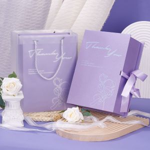 Custom Purple Tulip Book Shaped Gift Box Ecofriendly Packaging