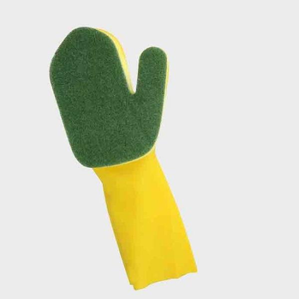 Green Dishwashing Sponge Gloves ,Relieve Weariness Mild Acid Proof