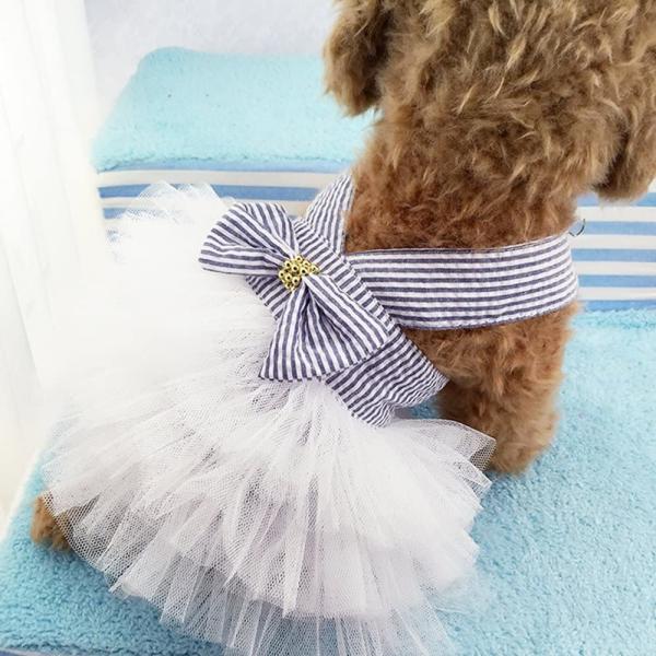 Buy Adorable Striped Mesh Dog Princess Dresses With Bow at wholesale prices