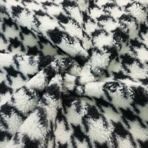 Printed Patterned Sherpa Fleece Fabric 300gsm 150D For Blankets