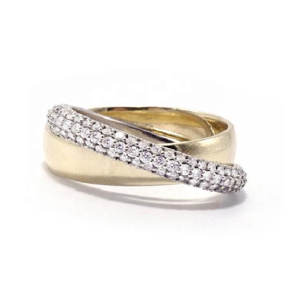 Fashion Unisex Rolling Rings Domed Diamond Band Wide Gold Plated Sterling Silver Rings