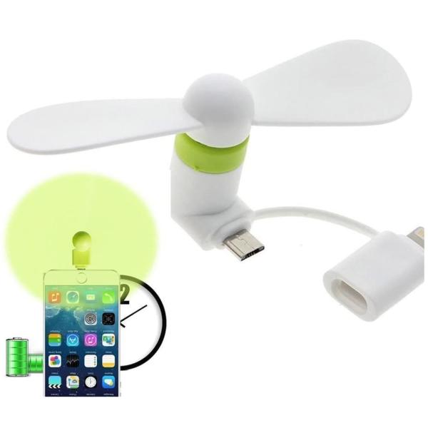 Silk Screen Printed Logo 2 in 1 USB Mini Fan for iPhone and Android Type-C Only 15g