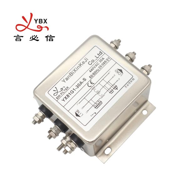 YX81G1 Three Phase Filter 115V 250V 30A M4 Screw Terminal EMI RFI Filter For