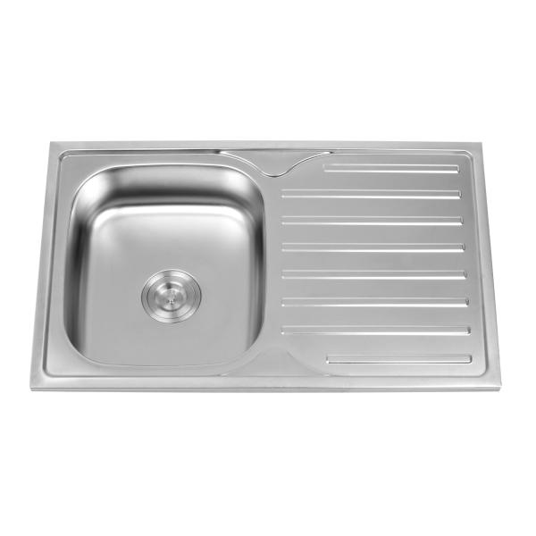 Buy Topmount Kitchen Single Bowl Sink With Drainboard One Tap Hole at wholesale prices