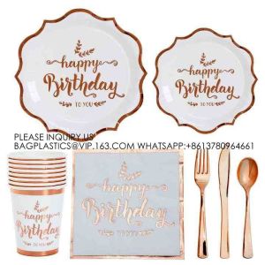 Stamping Edge Hexagon Disposable Tableware Set Wedding Disposable Tableware